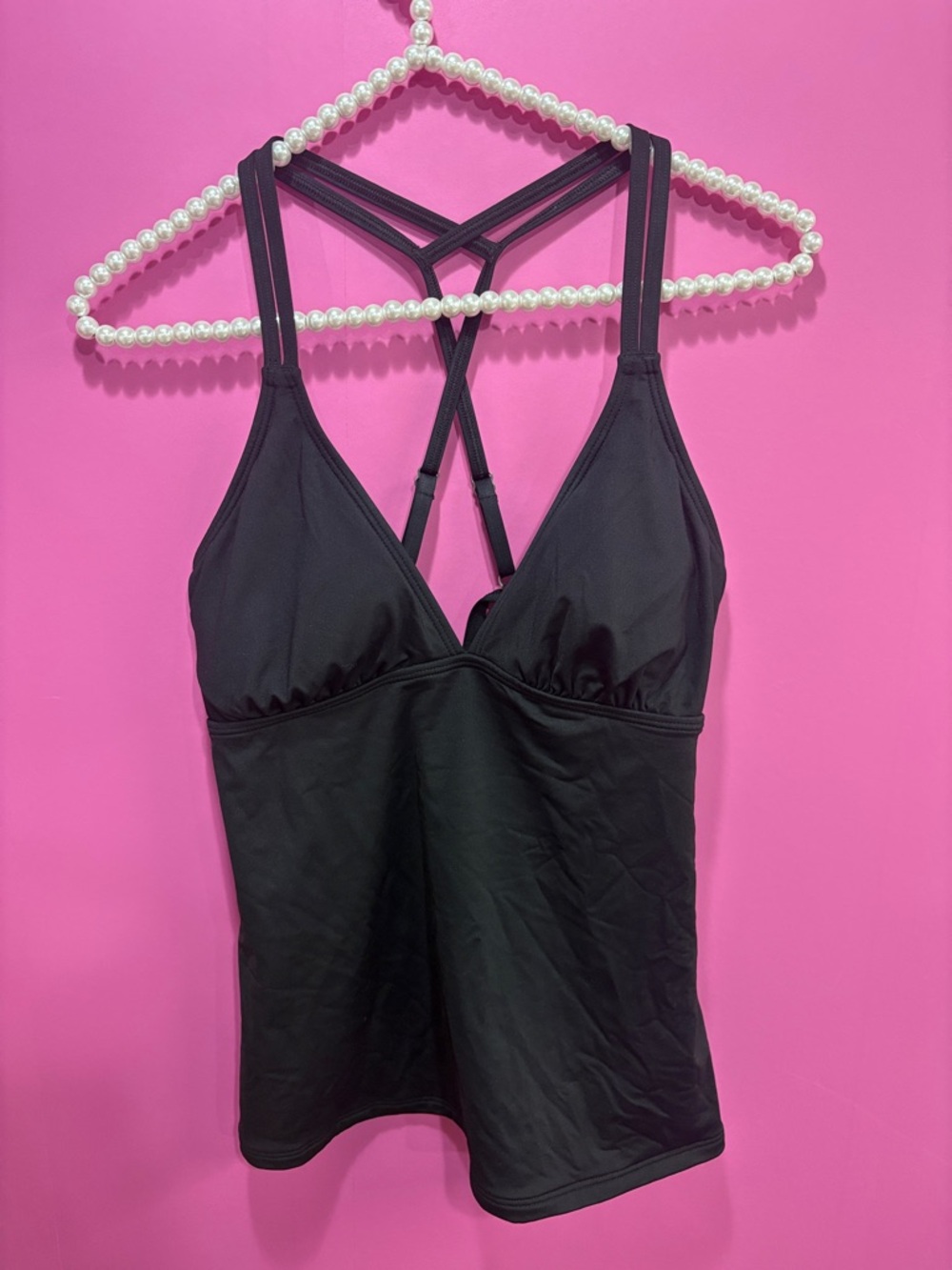 Athleta Cross Strap Tankini Top Black - Picture 2 of 4